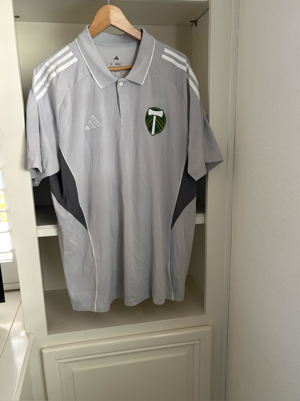 adidas Tiro25C Polo Gray Portland Timbers Logo Men’s XL Short Sleeve